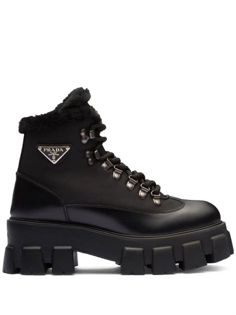 prada triple buckle combat boot|Prada Moonlith Brushed Leather Combat Boots.